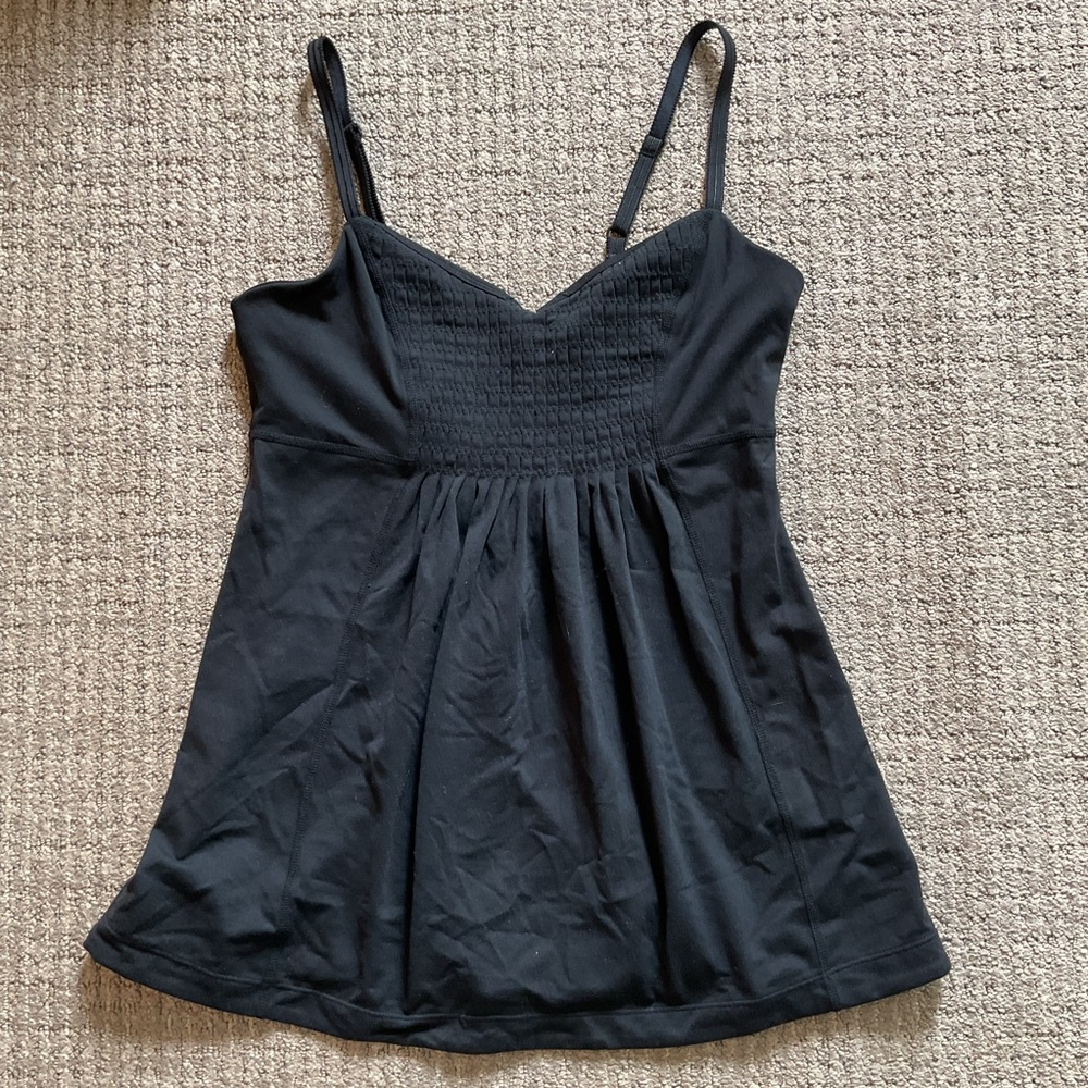 lululemon athletics black tank workout yoga size 8 adjustable straps
